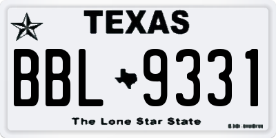 TX license plate BBL9331