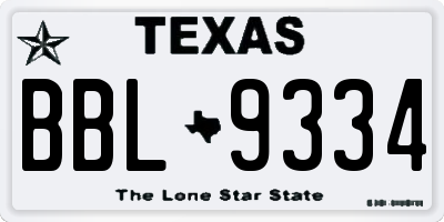 TX license plate BBL9334