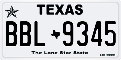 TX license plate BBL9345