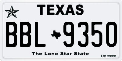 TX license plate BBL9350