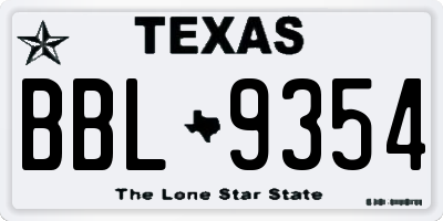 TX license plate BBL9354