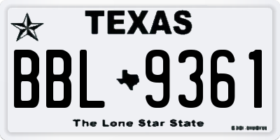 TX license plate BBL9361