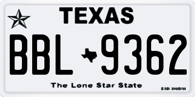 TX license plate BBL9362