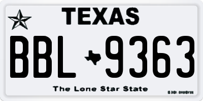 TX license plate BBL9363