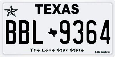 TX license plate BBL9364