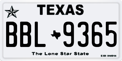TX license plate BBL9365