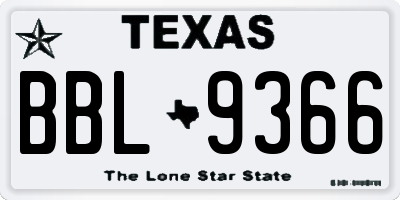 TX license plate BBL9366