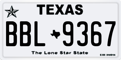 TX license plate BBL9367