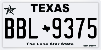 TX license plate BBL9375