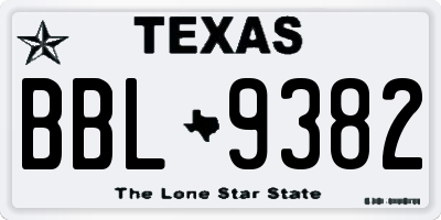 TX license plate BBL9382