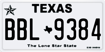 TX license plate BBL9384