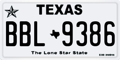 TX license plate BBL9386