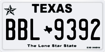 TX license plate BBL9392