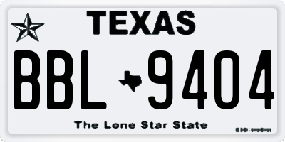 TX license plate BBL9404