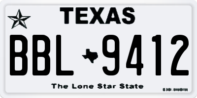 TX license plate BBL9412