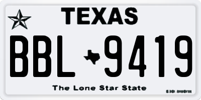 TX license plate BBL9419