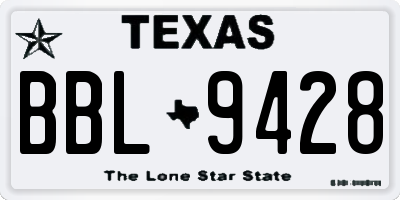 TX license plate BBL9428