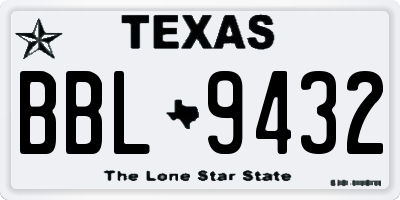TX license plate BBL9432
