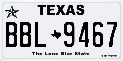 TX license plate BBL9467