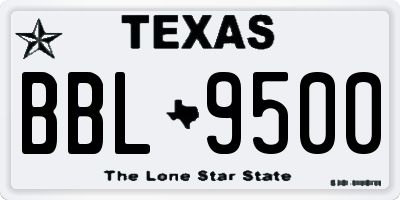 TX license plate BBL9500