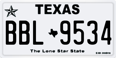 TX license plate BBL9534