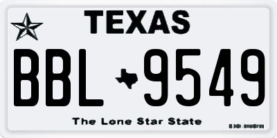 TX license plate BBL9549