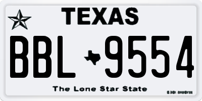 TX license plate BBL9554