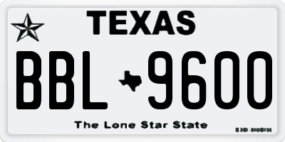 TX license plate BBL9600