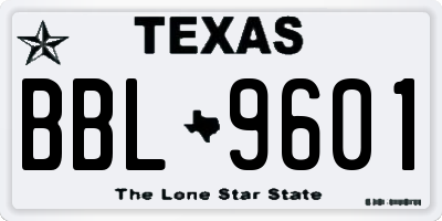 TX license plate BBL9601