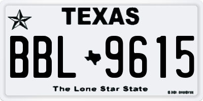 TX license plate BBL9615