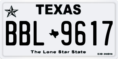TX license plate BBL9617