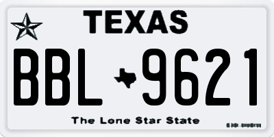 TX license plate BBL9621