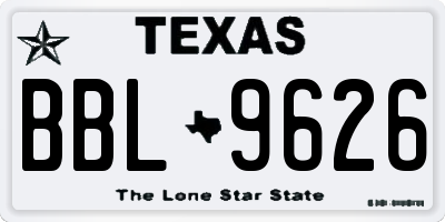 TX license plate BBL9626