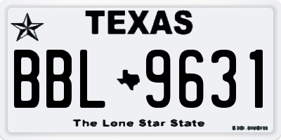 TX license plate BBL9631