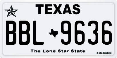 TX license plate BBL9636