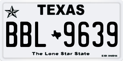 TX license plate BBL9639