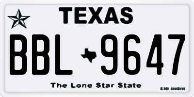 TX license plate BBL9647