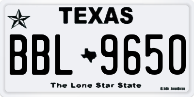 TX license plate BBL9650