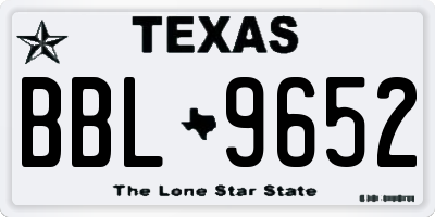 TX license plate BBL9652