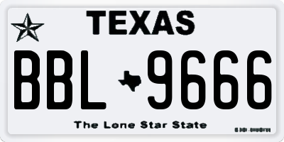 TX license plate BBL9666