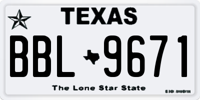 TX license plate BBL9671