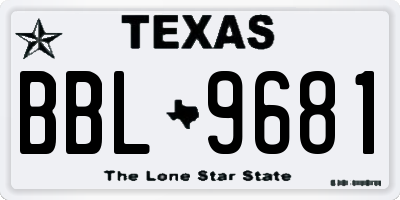 TX license plate BBL9681