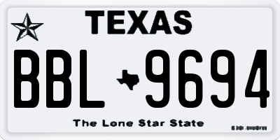 TX license plate BBL9694