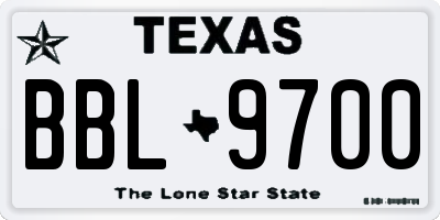 TX license plate BBL9700