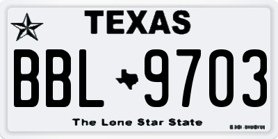 TX license plate BBL9703