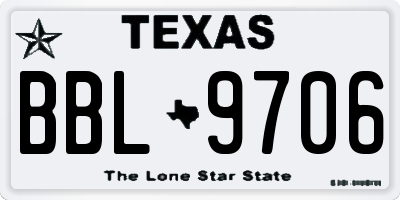 TX license plate BBL9706