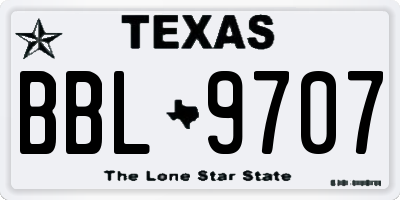 TX license plate BBL9707