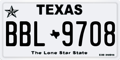 TX license plate BBL9708