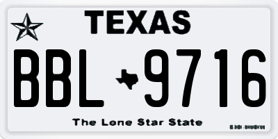 TX license plate BBL9716