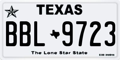 TX license plate BBL9723